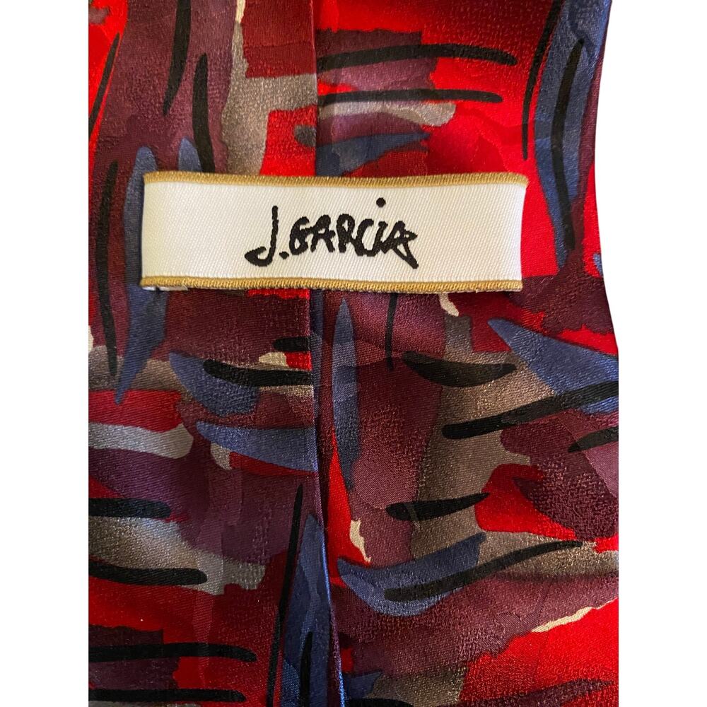 J Garcia Rocker Limited Edition Silk Tie Abstract Red Blue Jerry Garcia